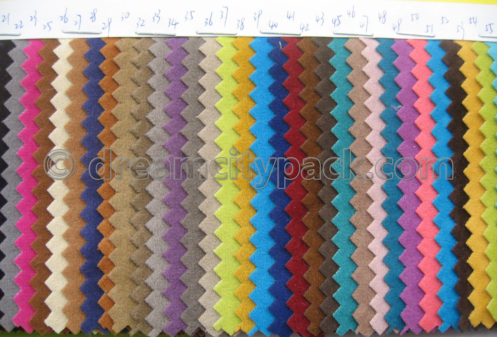 Tableau des couleurs du tissu velours