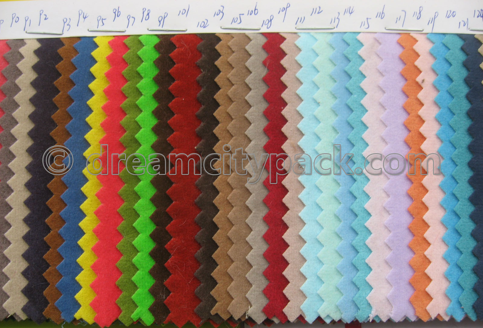 Options de couleur pour le tissu en velours