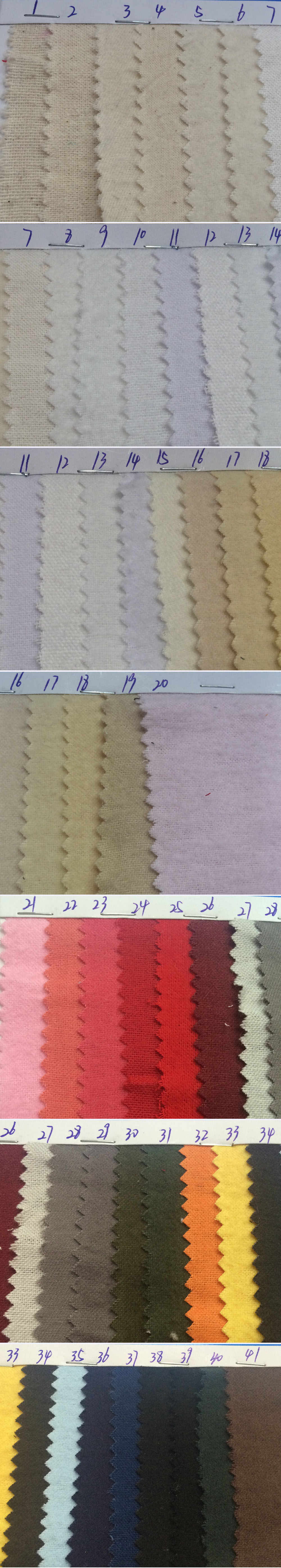 Velvet cotton fabric color chart