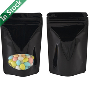 Wholesale Colorful Stand up Ziplock Bag with Window, Black