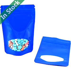 Wholesale Colorful Stand up Ziplock Bag with Window, Blue