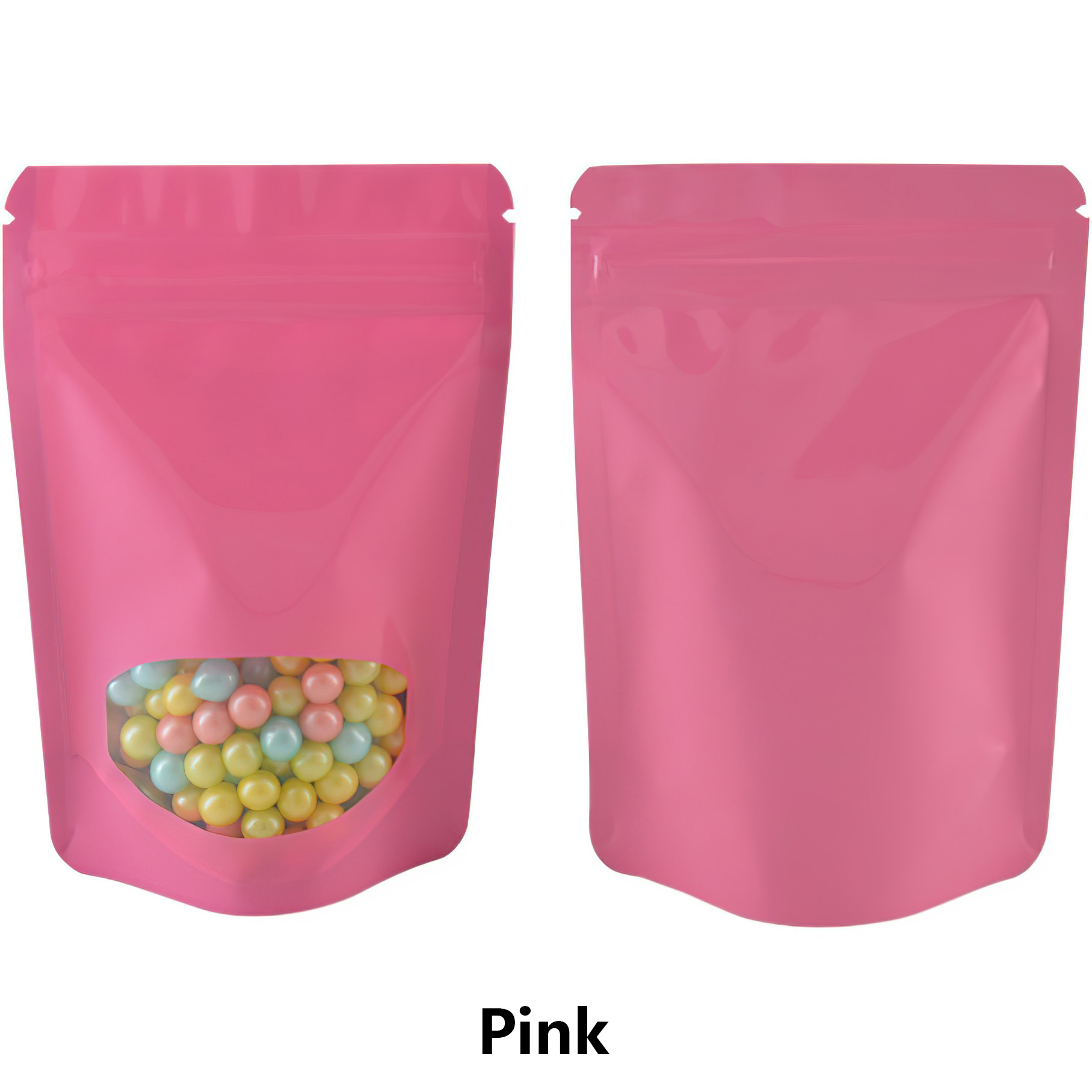 Colorful Stand up Ziplock Bag with Window, Pink