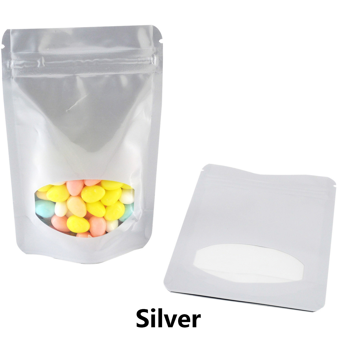 Colorful Stand up Ziplock Bag with Window, Silver