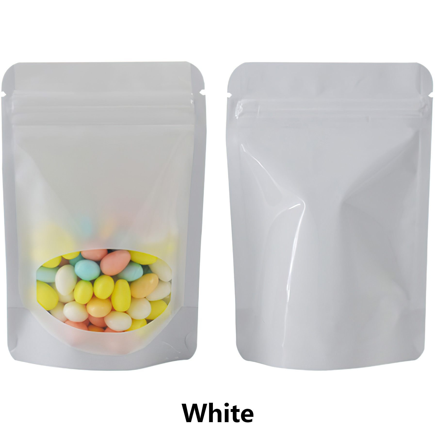 Colorful Stand up Ziplock Bag with Window, White