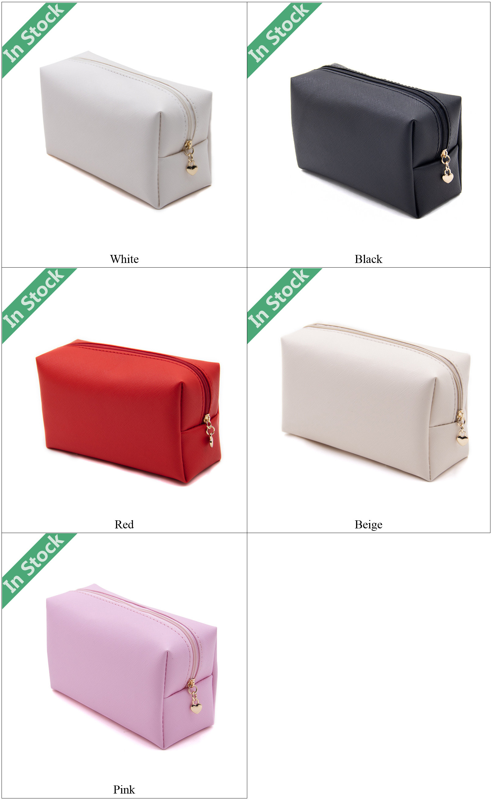 Borsa in pelle compatta per il lavaggio della toilette da viaggio e cosmetici con cerniera, taglie e colori in stock.