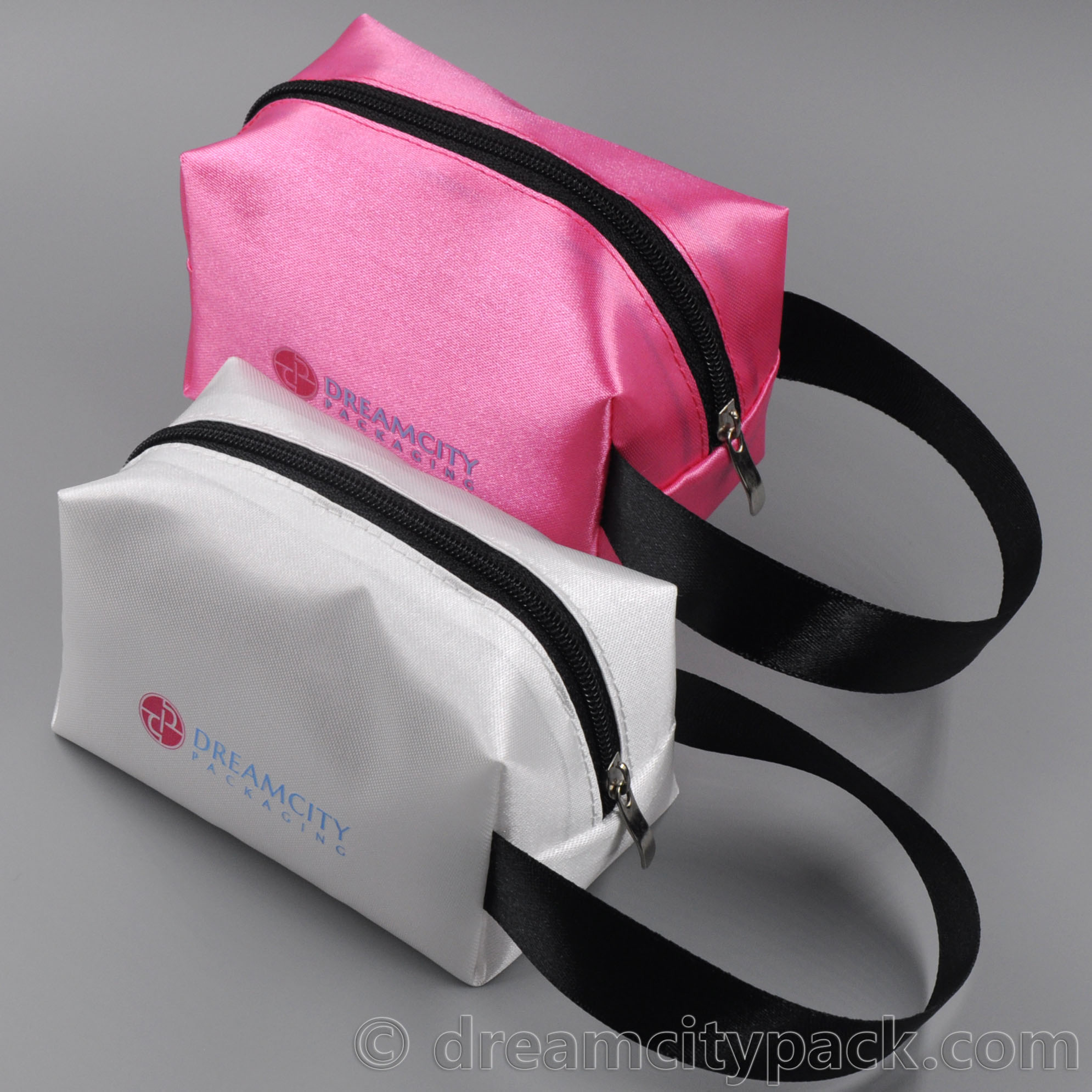 Branded Canvas Makeup Bag with Metallic Zipper