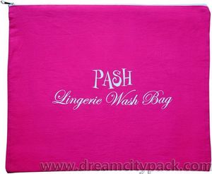 Personalised Cotton Lingerie Laundry Wash Bags with Zipper, Fuchsia.