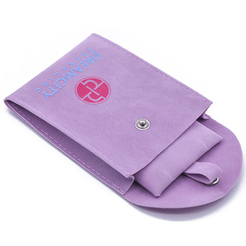 Custom Jewelry Pouch Gusseted Velvet Snap Bag with Logo and Insert Pad