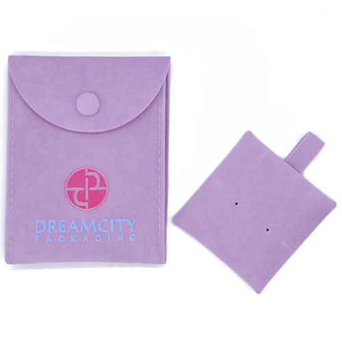 Custom Jewelry Pouch Gusseted Velvet Snap Bag with Logo and Insert Pad