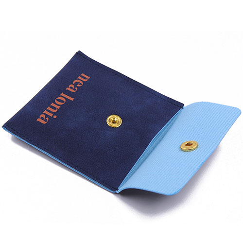 Bolsa de cuero para joyería personalizada con botón a presión y logotipo