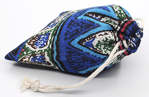 Bolsas de lino con cordón personalizadas con estampado multicolor