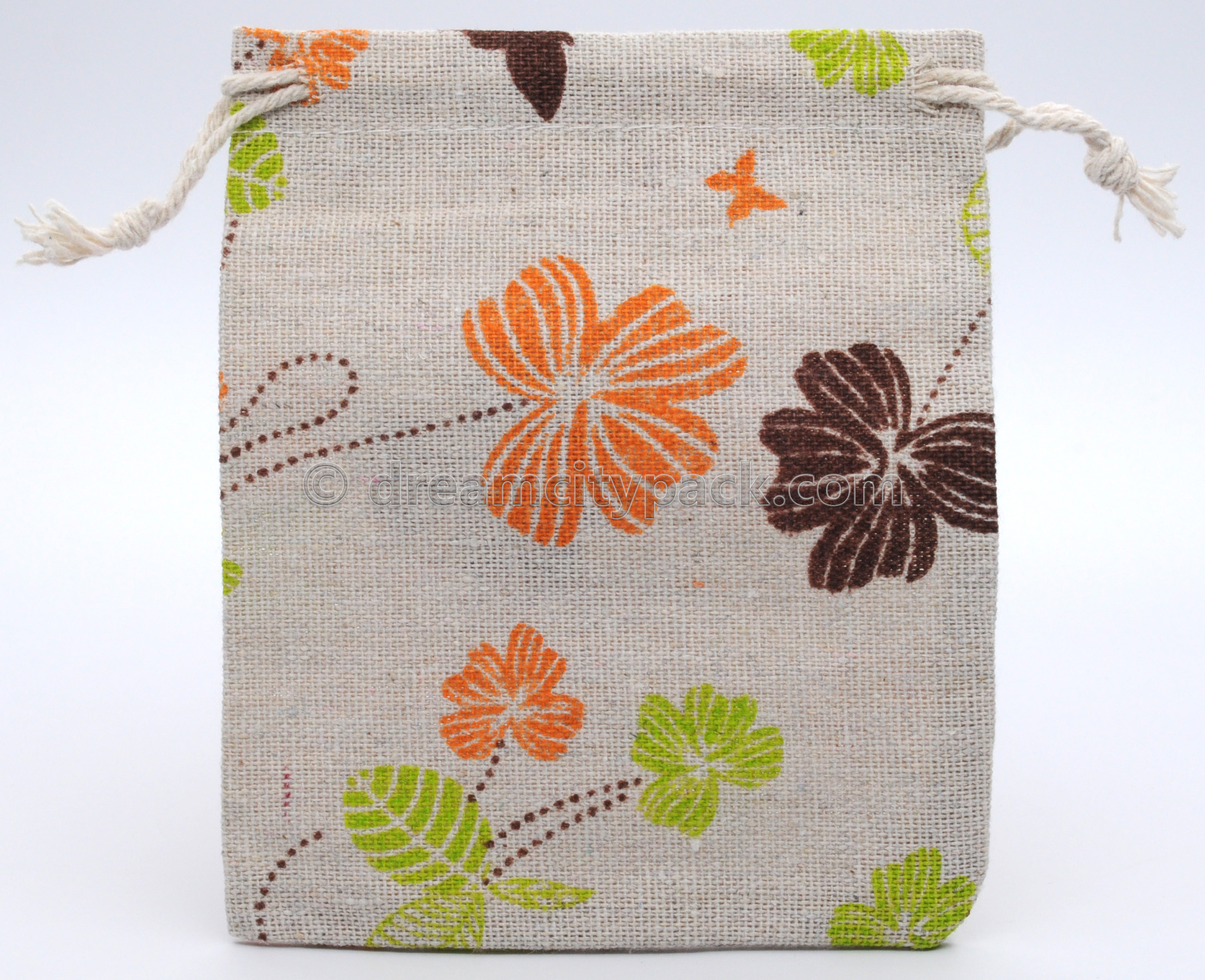 Custom Linen Drawstring Bags Jewellery Pouches with Multicolor All Over Print