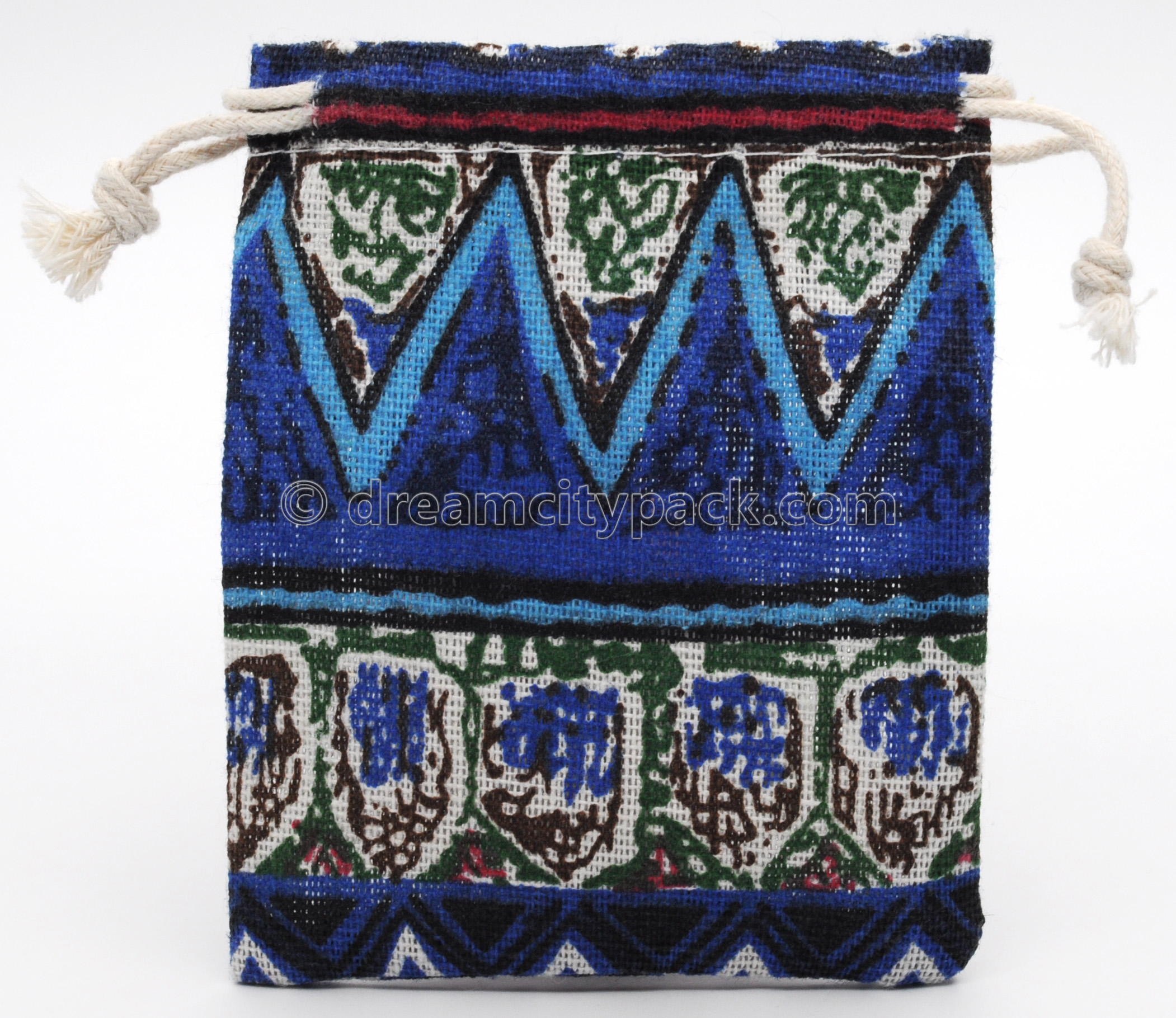 Custom Linen Drawstring Bags Jewellery Pouches with Multicolor All Over Print