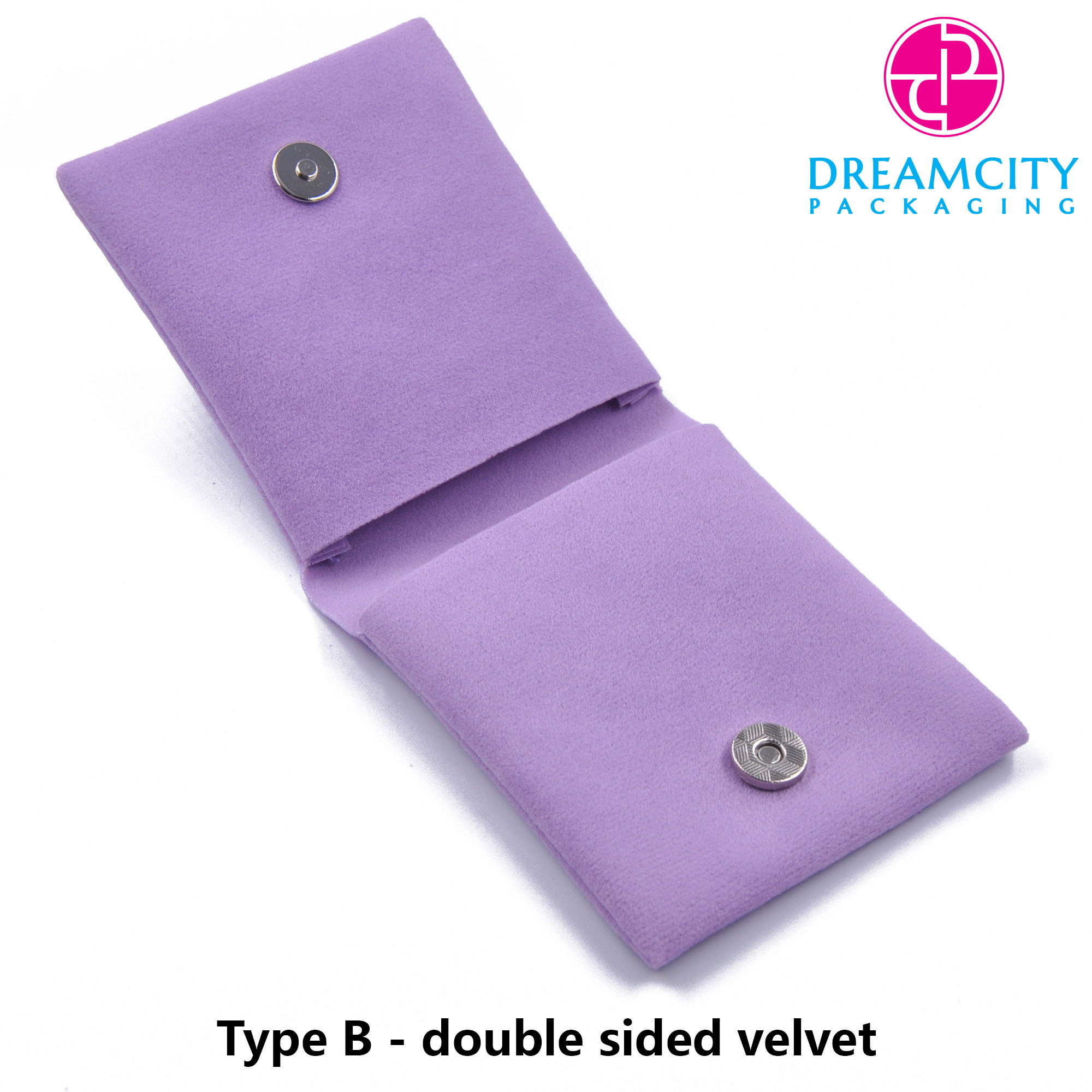 Sacs enveloppe cadeaux en velours avec bouton magnétique et logo multicolore  personnalisé