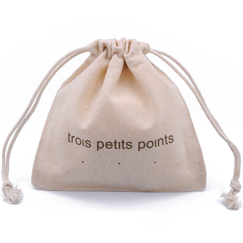 Custom Printed Natural Cotton Muslin Drawstring Bag