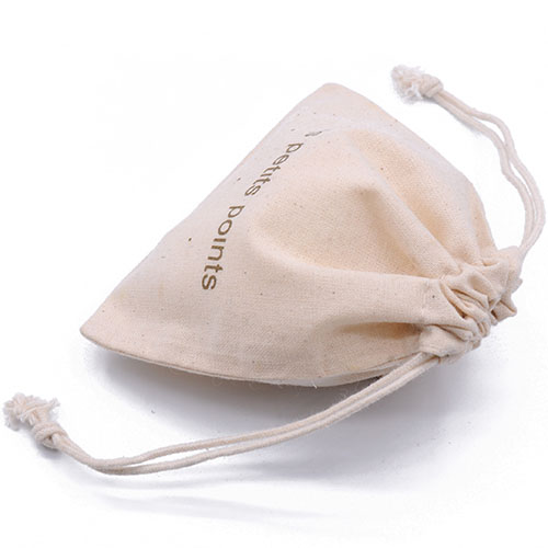 Sac à cordon en mousseline de coton imprimé personnalisé pochettes pour cadeaux et bijoux, naturel