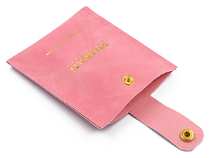 Pochette porta cosmetici per specchietto mini astuccio porta rossetto con bottone a pressione e logo