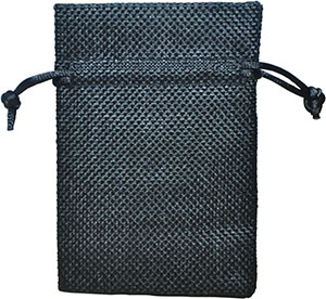 Custom size faux jute drawstring bag black