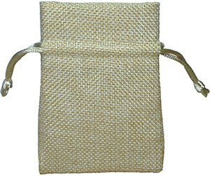 Custom size faux jute drawstring bag natural