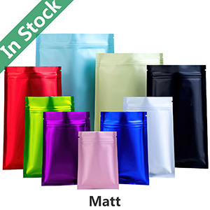 Flat Colorful Aluminum Foil Ziplock Bags, Matt Bag.