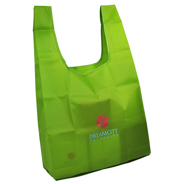 Foldable Nylon Grocery Market Tote T-shirt Bag