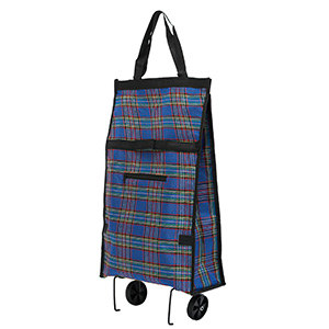 Sacos de compras de carrinho dobráveis com rodas para viagem e vegetais, tartan