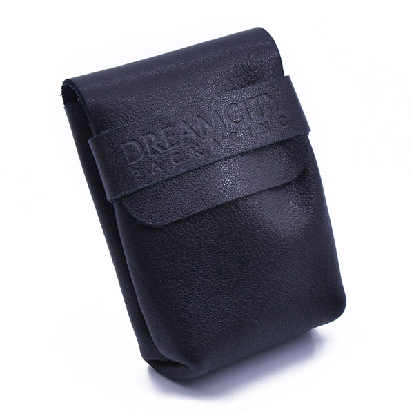 Genuine Leather Pouch with Band for Perfume Bottles and Earbuds