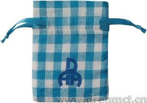 Branded Gingham Cotton Drawstring Pouches