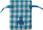 Borse in cotone con coulisse a quadretti con logo personalizzato, blu