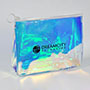 Sacs à glissière avec soufflet en PVC arc-en-ciel holographique pour maquillage de voyage avec logo