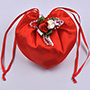 Heart Shaped Satin Wedding Favor Bags with Double Rosettes