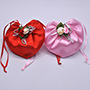 Heart Shaped Satin Wedding Favor Bags with Double Rosettes
