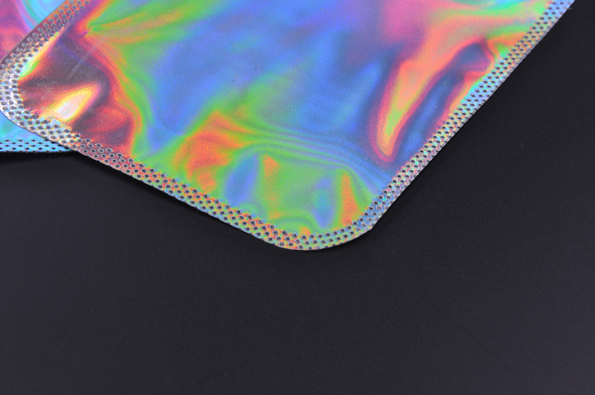 Pochette à bijoux en plastique holographique avec fermeture zippée et feuille d'aluminium