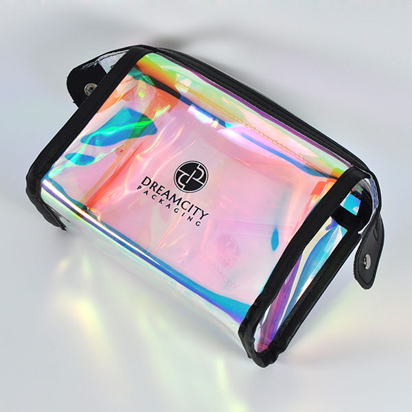 Iridescent Rainbow TPU Portable Travel Toiletry Bag with Custom Logo