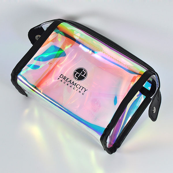 Trousse de toilette de voyage portable en TPU arc-en-ciel irisé avec logo personnalisé