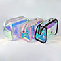 Bolsa de higiene de viagem portátil em TPU arco-íris iridescente com logotipo personalizado