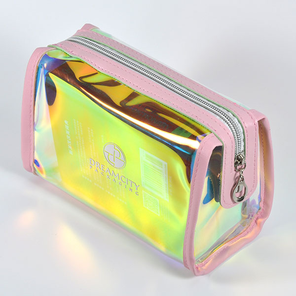 Trousse de toilette de voyage portable en TPU arc-en-ciel irisé avec logo personnalisé