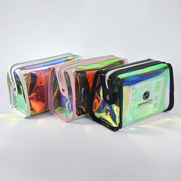 Iridescent Rainbow TPU Portable Travel Toiletry Bag with Custom Logo