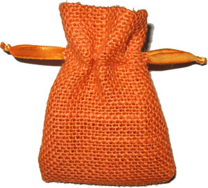 Natural Jute Drawstring Bags with Ribbon Drawstring, Orange