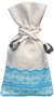 Custom Linen Drawstring Bags for Gift Packaging with Lace Turquoise