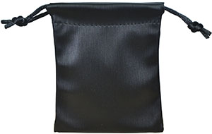 Black Faux Leather Jewelry Pouch With Gold Silk-Screen Printed