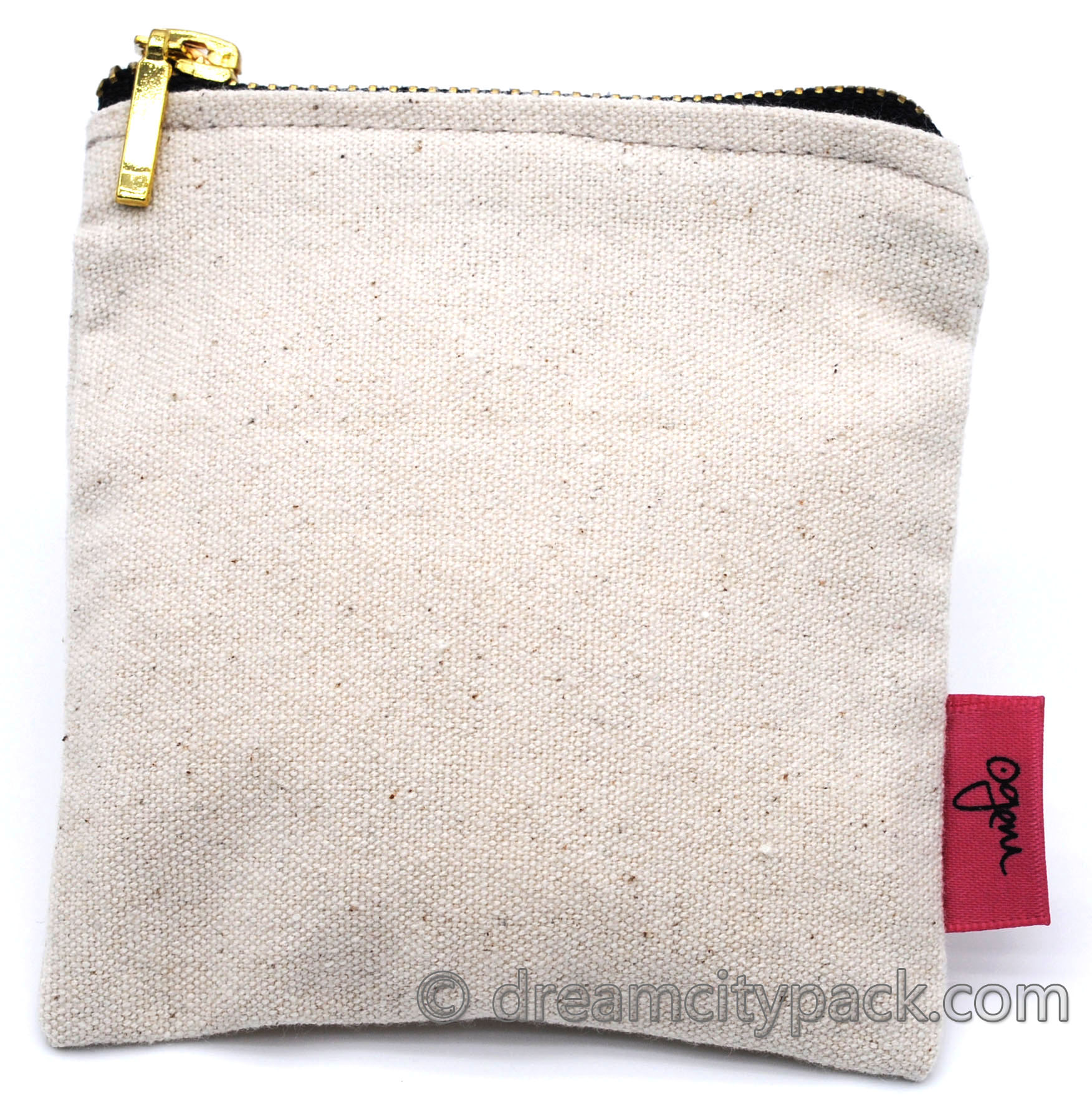 Branded Canvas Makeup Bag with Metallic Zipper