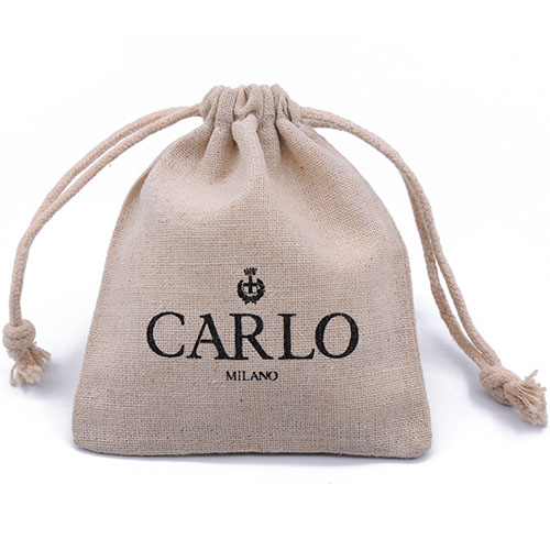 Bolsas con cordón de lino natural con logotipo personalizado impreso