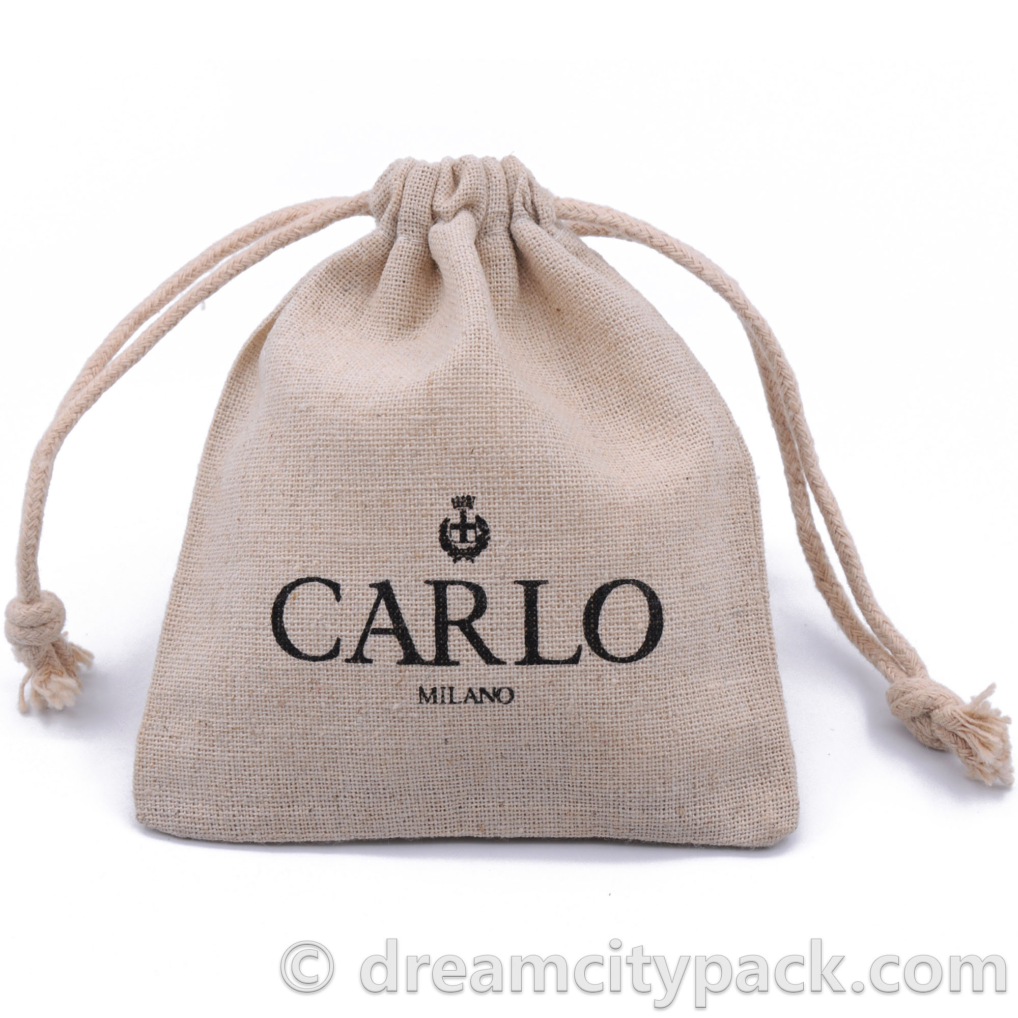 Natural Linen Drawstring Bags with Custom Printed Logo