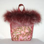 Organza Gift Packaging Bag with Feather Trim and Satin Handle Burgundy