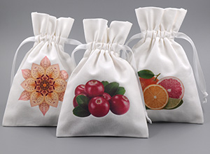 Personalized Organic Cotton Muslin Bags Wholesale GOTS with Multicolored Logo