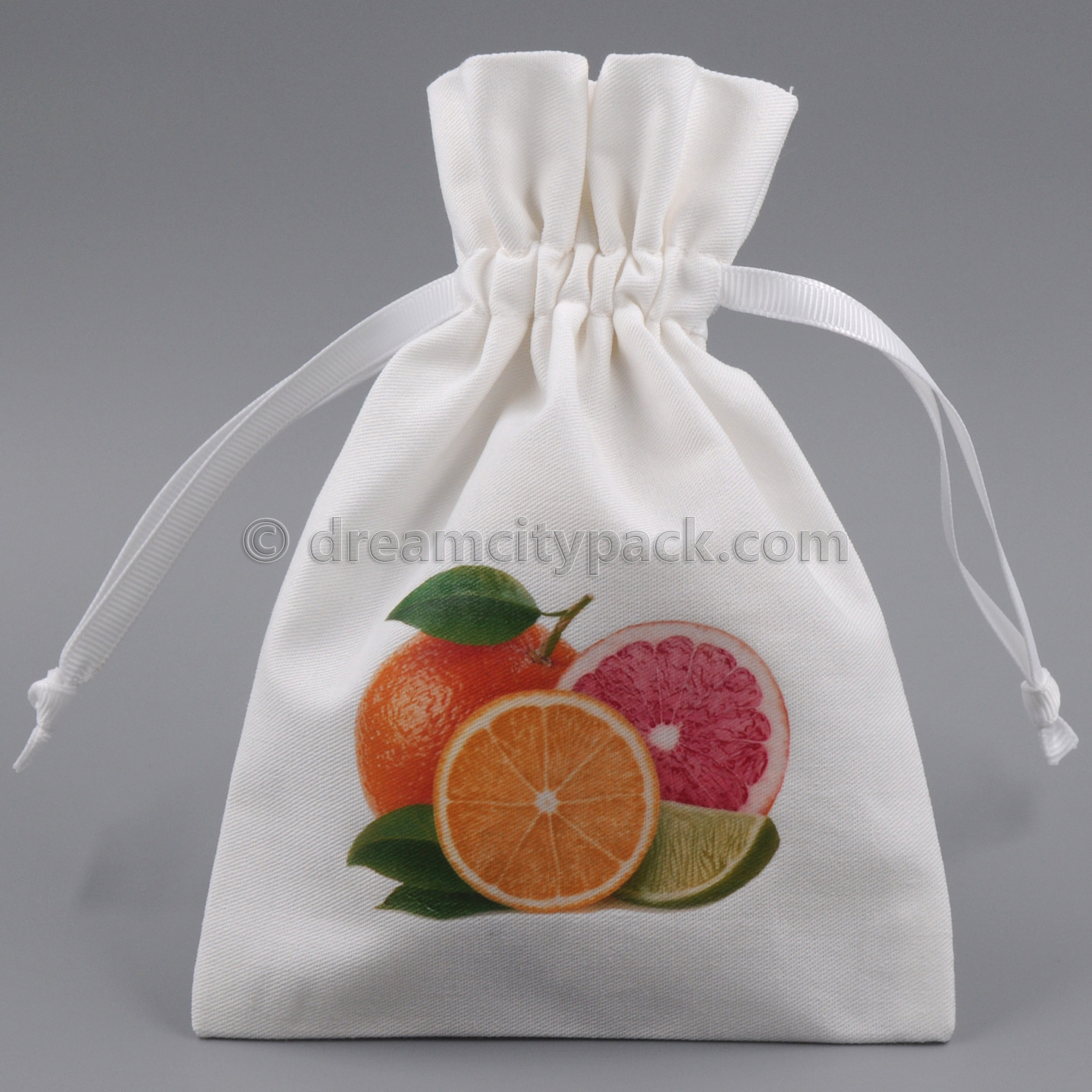 Eco-friendly Organic Cotton Muslin Drawstring Bags with Personalized Multicolored Logo