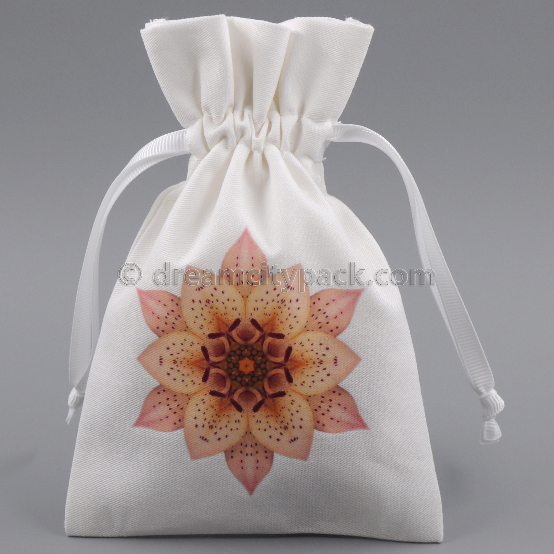 Eco-friendly Organic Cotton Muslin Drawstring Bags with Personalized Multicolored Logo