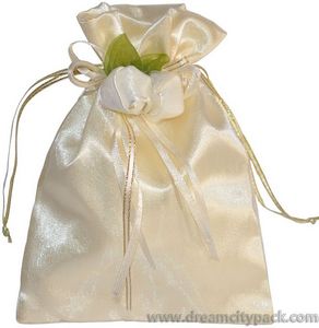 Sac organza et satin avec double rosette d'or