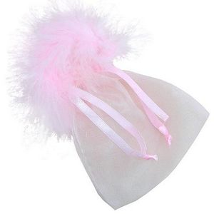 Furry Organza Bags with Feather Trim Sex Toy Storage Bags